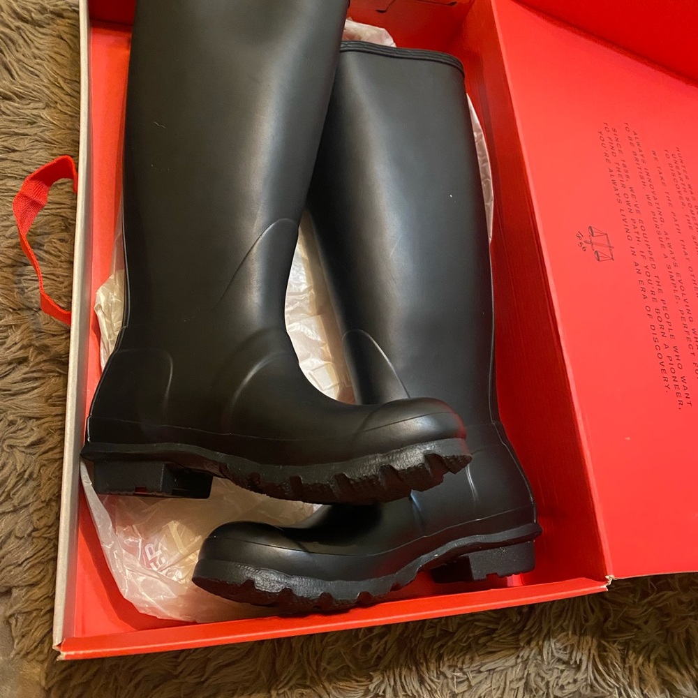 Water boots, Hunter brand. May have been worn once, practically new.